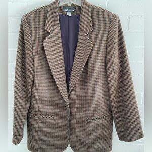 Classic Old Style 2000 Era Sag Harbor Houndstooth 40% Wool Blazer Size 14